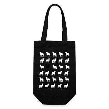 Weißes und schwarzes Schaf - Geschenkbeutel für Flaschen - Schwarz - Vorne