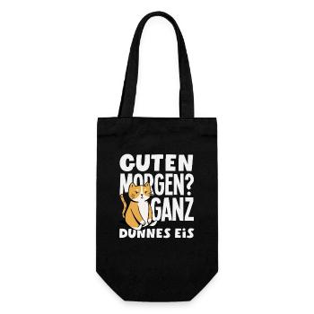 Guten Morgen Ganz dünnes Eis Katze - Geschenkbeutel für Flaschen - Schwarz - Vorne