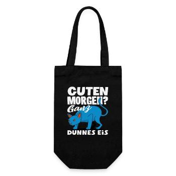 Guten Morgen Ganz dünnes Eis Katze - Geschenkbeutel für Flaschen - Schwarz - Vorne