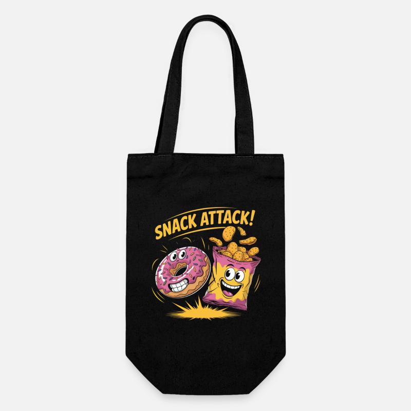 Retro Snacks - Geschenkbeutel für Flaschen - Schwarz