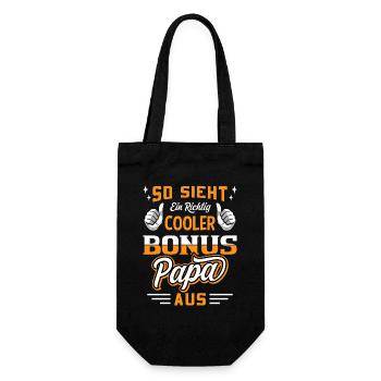 So sieht ein cooler Bonus Papa aus / Stiefvater - Geschenkbeutel für Flaschen - Schwarz - Vorne