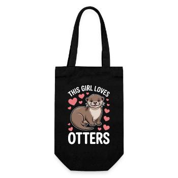 Otter Spruch Mädchen Lustiges Otter Geschenk - Geschenkbeutel für Flaschen - Schwarz - Vorne