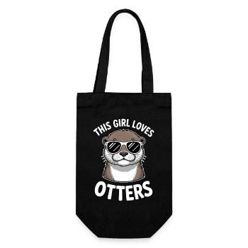 Otter Spruch Mädchen Lustiges Otter Geschenk - Geschenkbeutel für Flaschen - Schwarz - Vorne