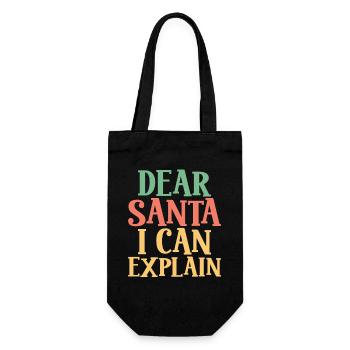 Dear Santa, I Can Explain - Christmas Humor - Gift Bag for Bottles - black - Front