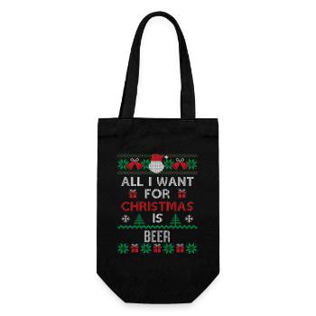 Alles, was ich zu Weihnachten will, ist Bier Humor Weihnachten Lustig - Geschenkbeutel für Flaschen - Schwarz - Vorne