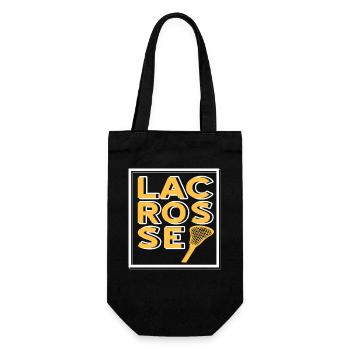 Bold Lacrosse Typography Grid Stick Player Fan - Geschenkbeutel für Flaschen - Schwarz - Vorne
