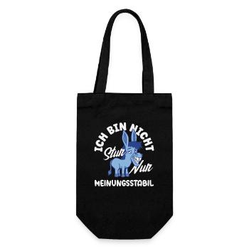 Nicht stur nur Meinungsstabil - Geschenkbeutel für Flaschen - Schwarz - Vorne