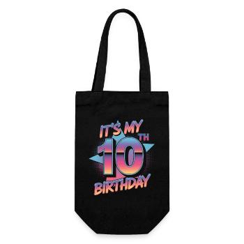 10th Birthday Party Outfit in 80s Retro Look - Gift Bag for Bottles - black - Front