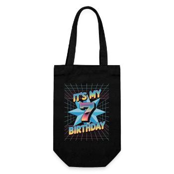 Cadeau d’anniversaire 7 dans le style cool des années 80 - Sac à bouteille - noir - Devant