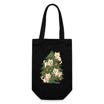 Drôle de chat arbre de Noël famille vacances design - Sac à bouteille - noir - Devant