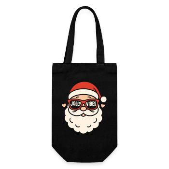 Jolly Vibes Weihnachtsmann Familie Weihnachtsspaß - Geschenkbeutel für Flaschen - Schwarz - Vorne