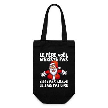 Le Père Noël N'existe Pas Je Sais Pas Lire Humour - Sac à bouteille - noir - Devant