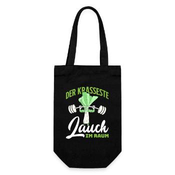 Gewichtheber DER KRASSESTE LAUCH IM GYM Lustig - Geschenkbeutel für Flaschen - Schwarz - Vorne
