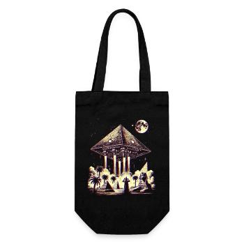 Antikes Pyramiden-UFO-Mystery-Design-Hemd - Geschenkbeutel für Flaschen - Schwarz - Vorne