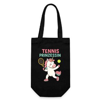 Tennis Prinzessin Einhorn Shirt für Mädchen - Geschenkbeutel für Flaschen - Schwarz - Vorne