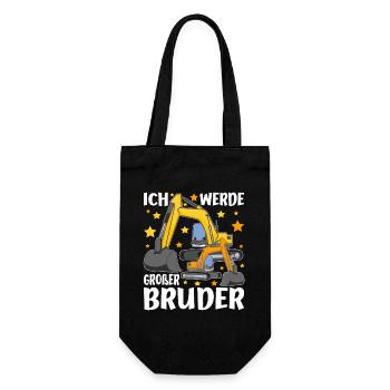 Ich werde Großer Bruder 2026 Kinder Nachwuchs - Geschenkbeutel für Flaschen - Schwarz - Vorne