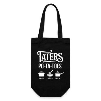 Taters Over Haters Kartoffel - Geschenkbeutel für Flaschen - Schwarz - Vorne