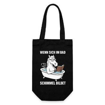 Badlesendes Pferd mit Schimmelwitz - Geschenkbeutel für Flaschen - Schwarz - Vorne