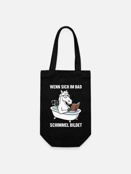 Badlesendes Pferd mit Schimmelwitz - Geschenkbeutel für Flaschen - Schwarz