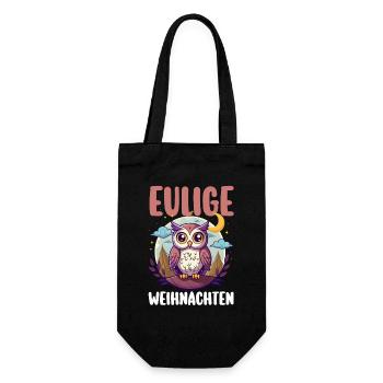 Weihnachtsmann Eule Weihnachtszeit Weihnachts - Geschenkbeutel für Flaschen - Schwarz - Vorne
