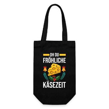 Weihnachtsmann Käse  Weihnachtszeit Weihnachts - Geschenkbeutel für Flaschen - Schwarz - Vorne