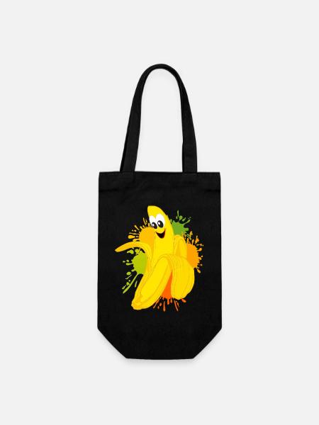 Fröhliche Bananen Farbexplosion - Geschenkbeutel für Flaschen - Schwarz