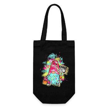 Gamer Gnome Street Art Graffiti Urban Gaming - Gift Bag for Bottles - black - Front