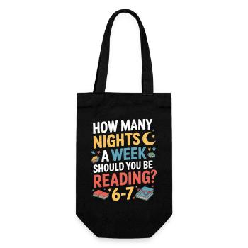 Reading motivation 6-7 nights retro flowers - Gift Bag for Bottles - black - Front