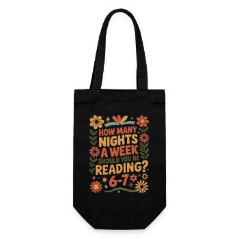 Reading motivation 6-7 nights retro flowers - Gift Bag for Bottles - black - Front