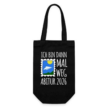 Ich bin dann mal weg | Abi 26 | Abitur Geschenk - Geschenkbeutel für Flaschen - Schwarz - Vorne
