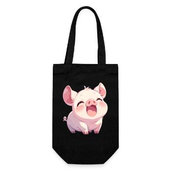 Schweine Schwein - Geschenkbeutel für Flaschen - Schwarz - Vorne