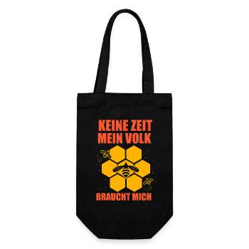 Keine Zeit mein Volk braucht mich Biene Imker - Geschenkbeutel für Flaschen - Schwarz - Vorne