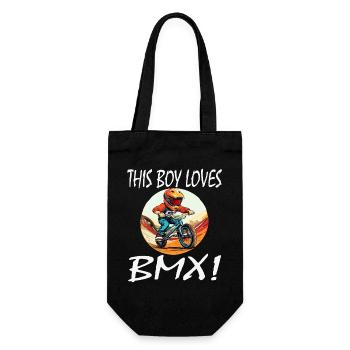 Junge liebt BMX - Geschenkbeutel für Flaschen - Schwarz - Vorne