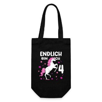 4 Jahre alt Pferd Endlich Bin Ich 4 Mädchen 4. - Geschenkbeutel für Flaschen - Schwarz - Vorne