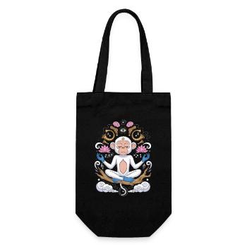 Meditating monkey with lotus bed and - Gift Bag for Bottles - black - Front