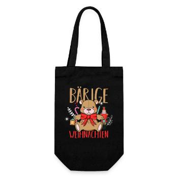 Weihnachtsmann Bär Weihnachtszeit Weihnachts - Geschenkbeutel für Flaschen - Schwarz - Vorne