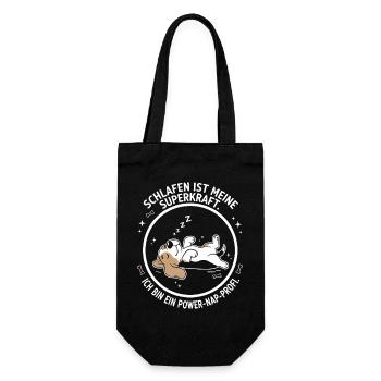 Schlafen ist meine Superkraft | Lustiger Hund Tee - Geschenkbeutel für Flaschen - Schwarz - Vorne