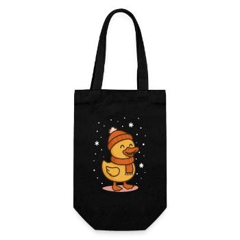 Cute Duck Winter Holiday Christmas Fun - Gift Bag for Bottles - black - Front
