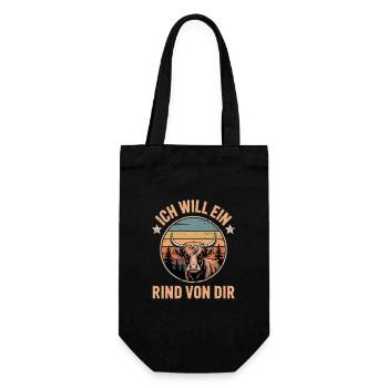 Ich will ein Rind von dir Bauer Landwirt Geschenk  - Geschenkbeutel für Flaschen - Schwarz - Vorne