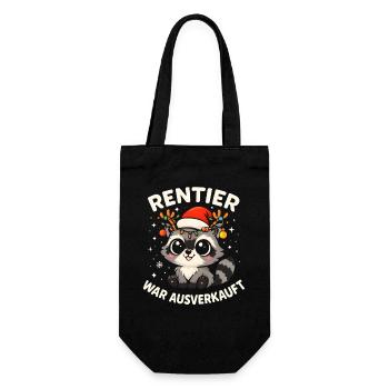 Weihnachten Waschbär Humor Lustig Witzig Xmas  - Geschenkbeutel für Flaschen - Schwarz - Vorne