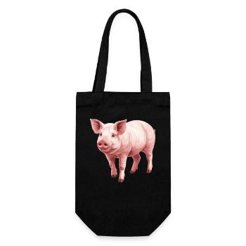 Schweine Schwein - Geschenkbeutel für Flaschen - Schwarz - Vorne