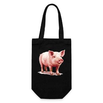 Schweine Schwein - Geschenkbeutel für Flaschen - Schwarz - Vorne