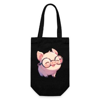 Schweine Schwein - Geschenkbeutel für Flaschen - Schwarz - Vorne