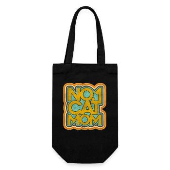 Katze Mama Nummer Eins Retro Abzeichen - Geschenkbeutel für Flaschen - Schwarz - Vorne