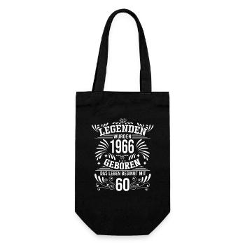 60. Geburtstag Legenden 1966 Vintage Retro Geburts - Geschenkbeutel für Flaschen - Schwarz - Vorne