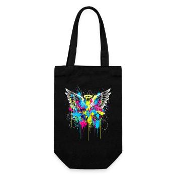 URBAN ANGEL WINGS SPLASH Graffiti Art - Geschenkbeutel für Flaschen - Schwarz - Vorne