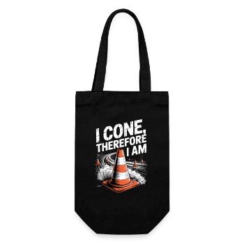  I Cone, Therefore I Am Spaßiger Verkehrskegel - Geschenkbeutel für Flaschen - Schwarz - Vorne