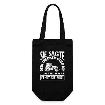 Tractor driver I miss her funny farm - Gift Bag for Bottles - black - Front