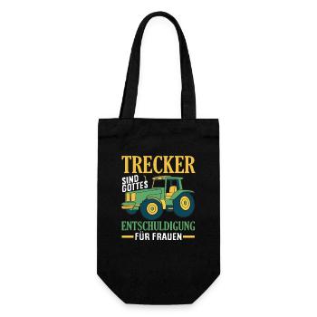 Traktorfahrer Hobby Bauer Traktor Männer Spruch - Geschenkbeutel für Flaschen - Schwarz - Vorne