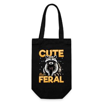 Funny Raccoon - Geschenkbeutel für Flaschen - Schwarz - Vorne